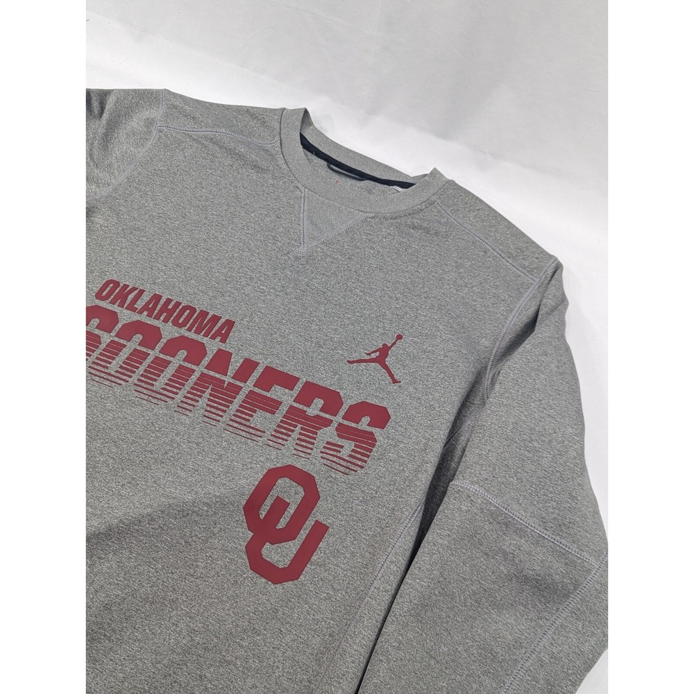 Air Jordan Oklahoma Sooners Mens M Gray Premium Heavy Crewneck Pullover EUC